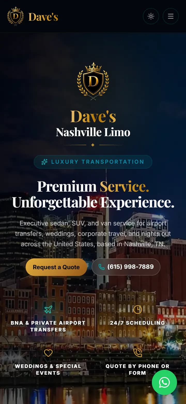 Dave's Nashville Limo — phone interface