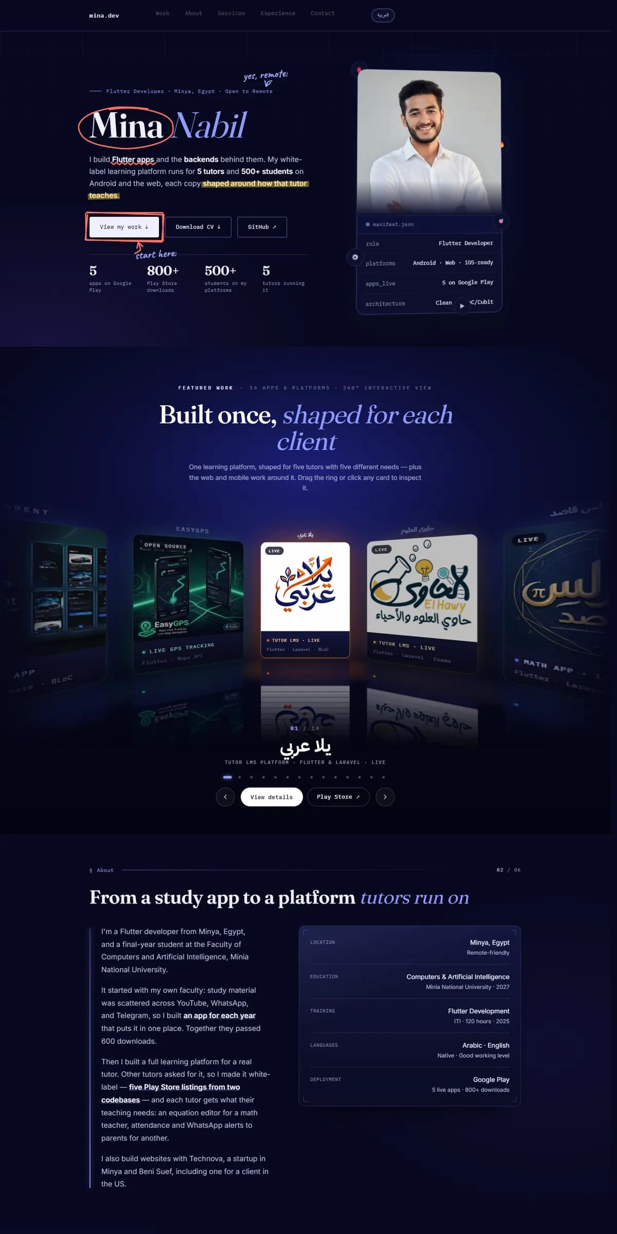 Mina Nabil — desktop interface